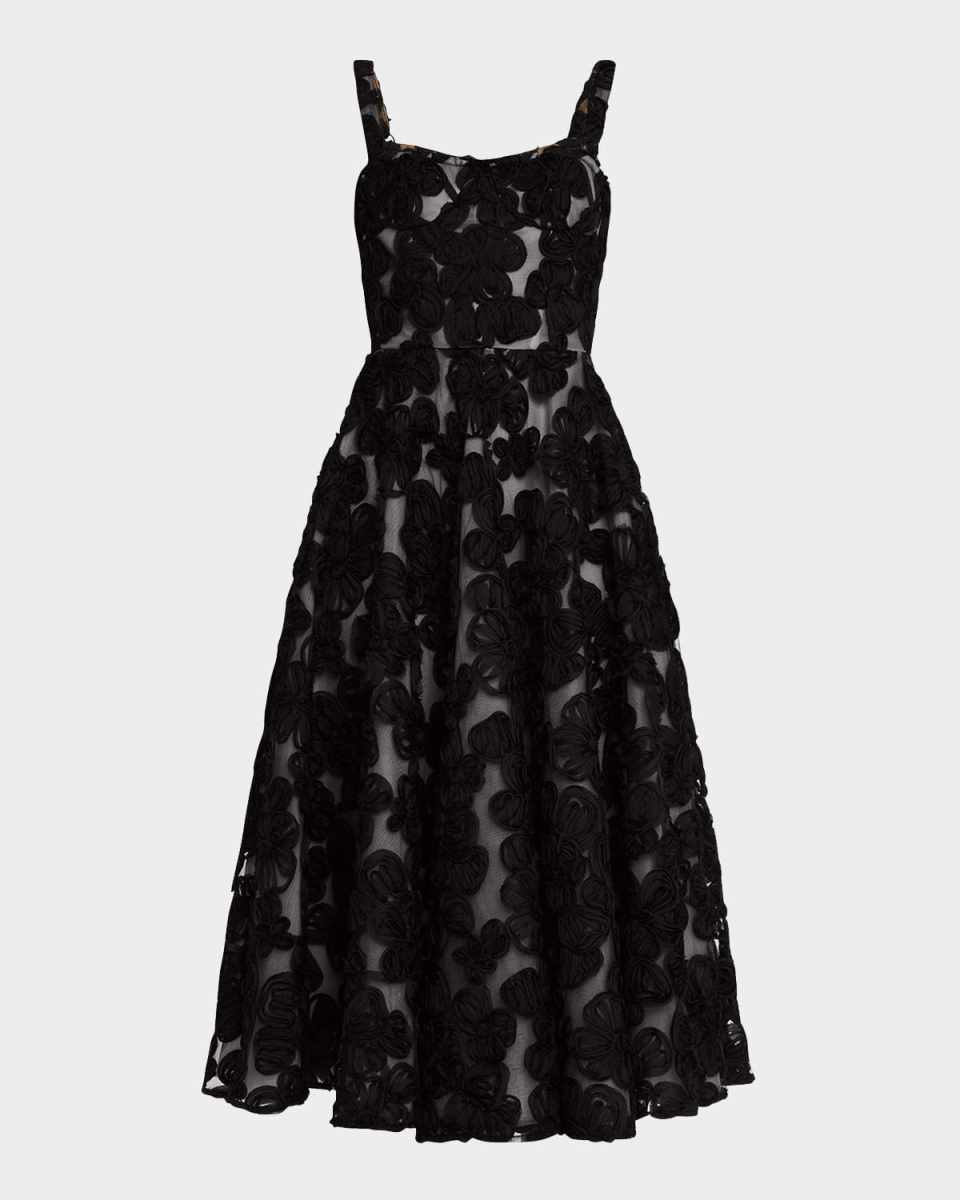 Sabrina A-Line Floral Applique Midi Dress