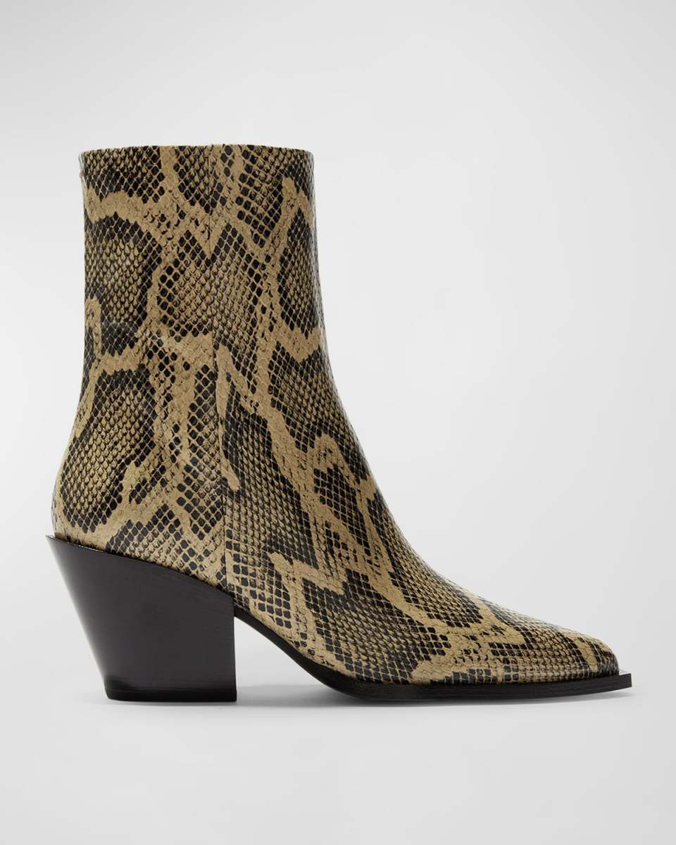 Kara Snake-Embossed Ankle Booties