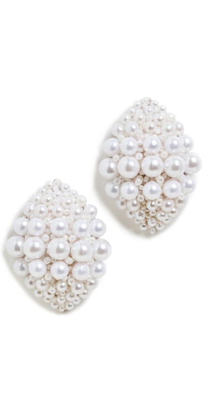 Deepa Gurnani Uma Earrings Ivory
