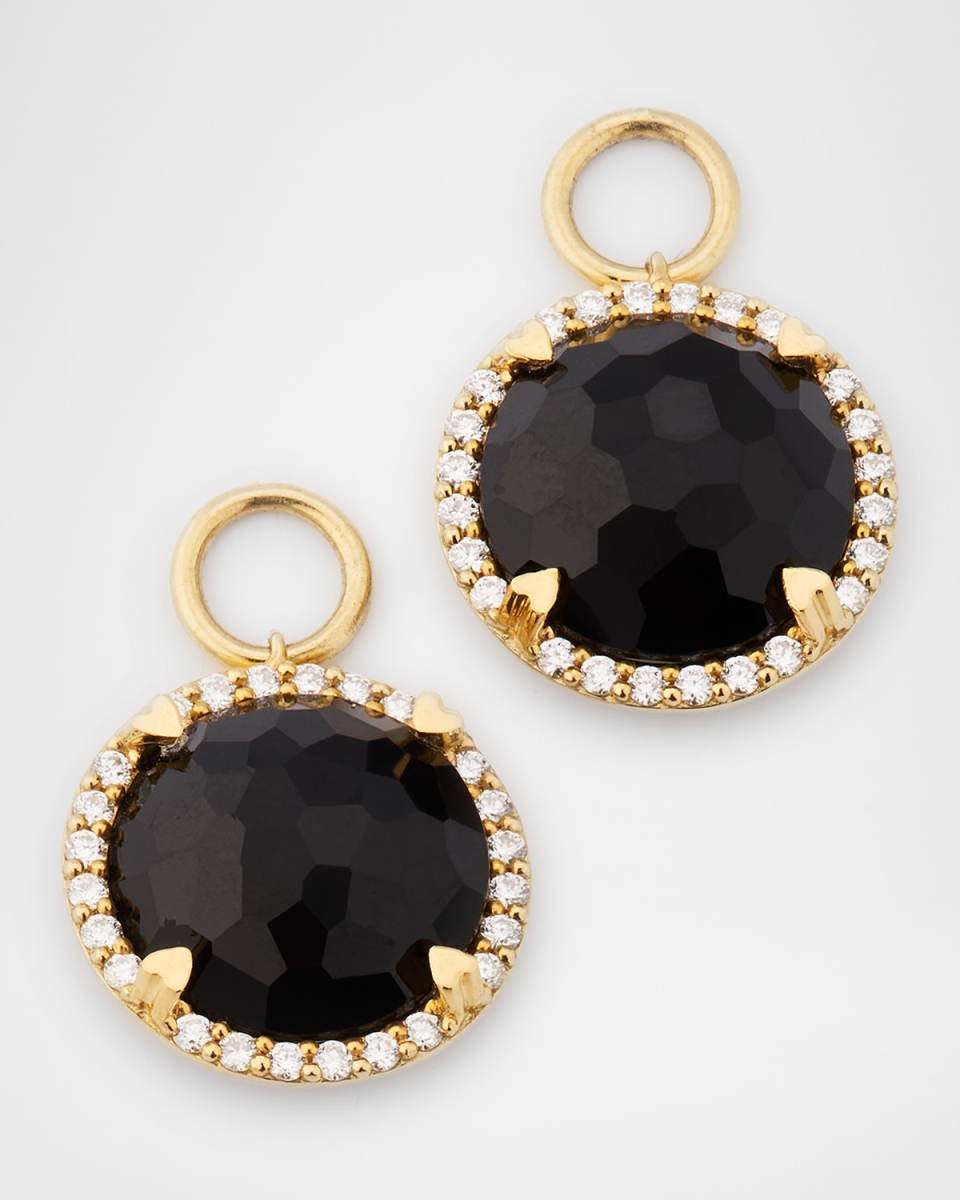Rocks 18K Yellow Gold Black Onyx Earring Charms with Diamonds