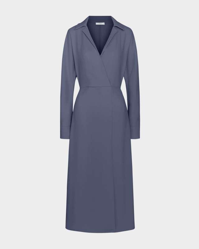 Shaped Collar Dolman-Sleeve Midi Dress