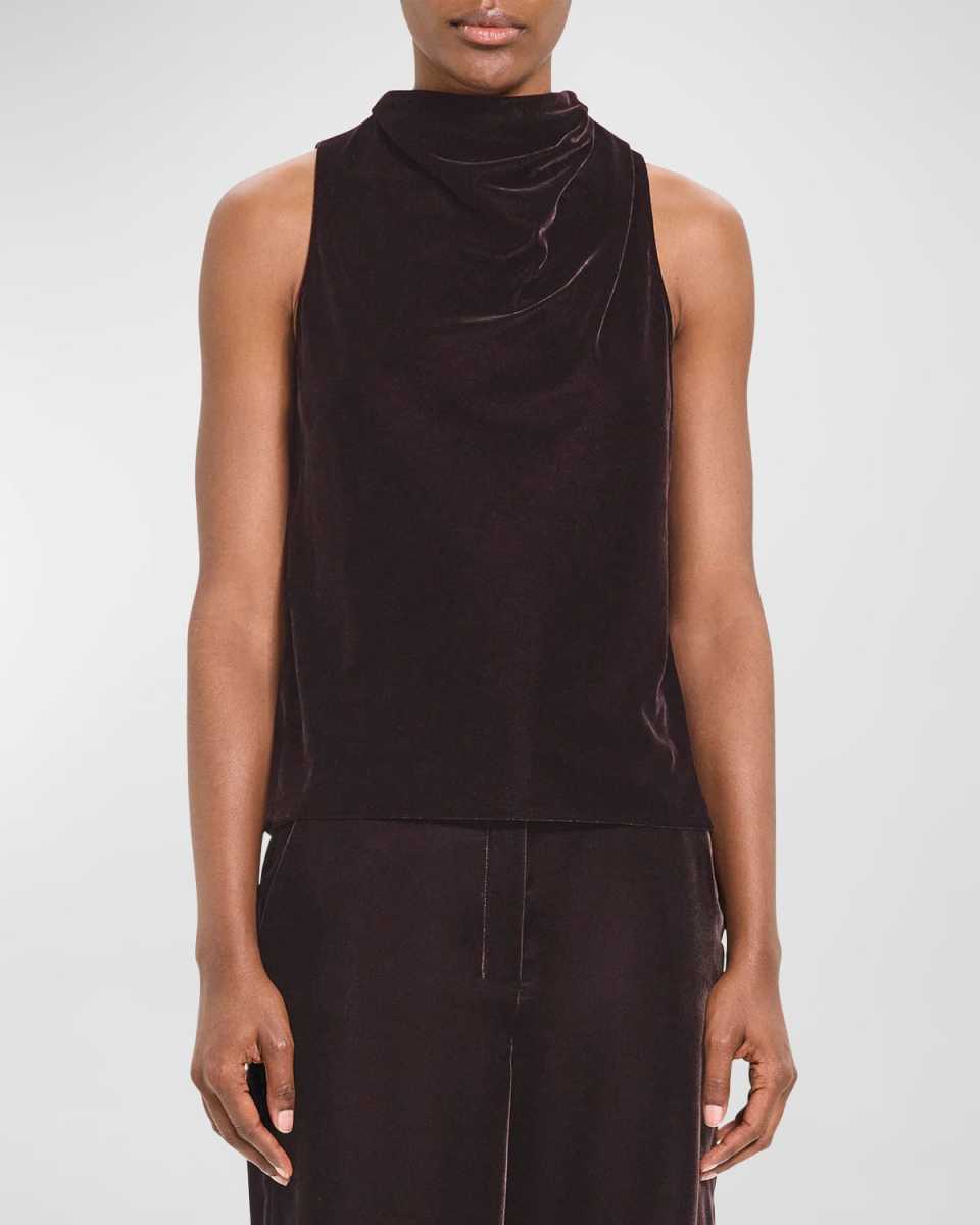 Velvet Sleeveless Cowl Top