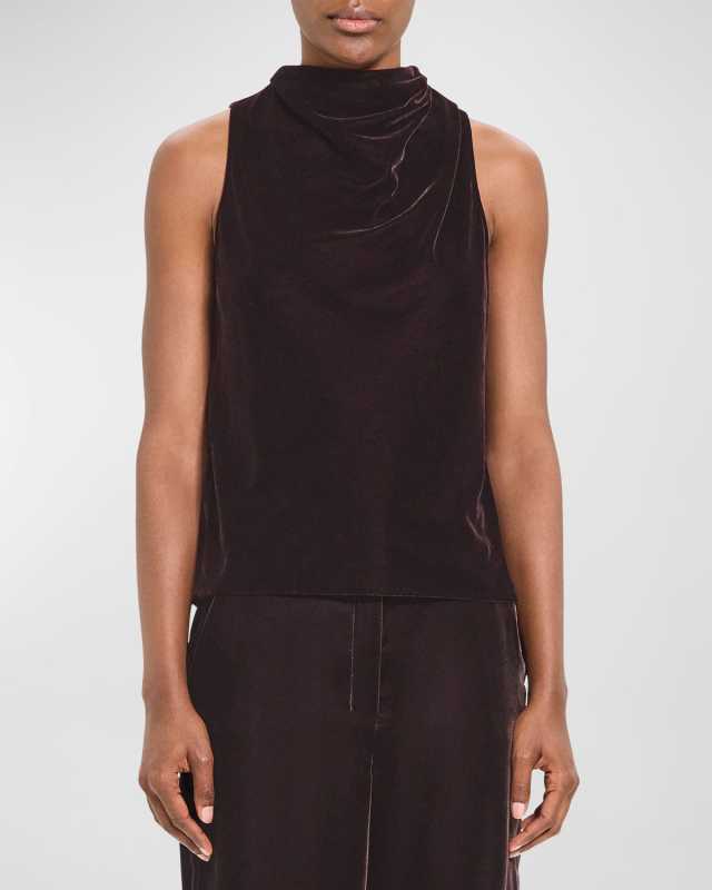 Velvet Sleeveless Cowl Top