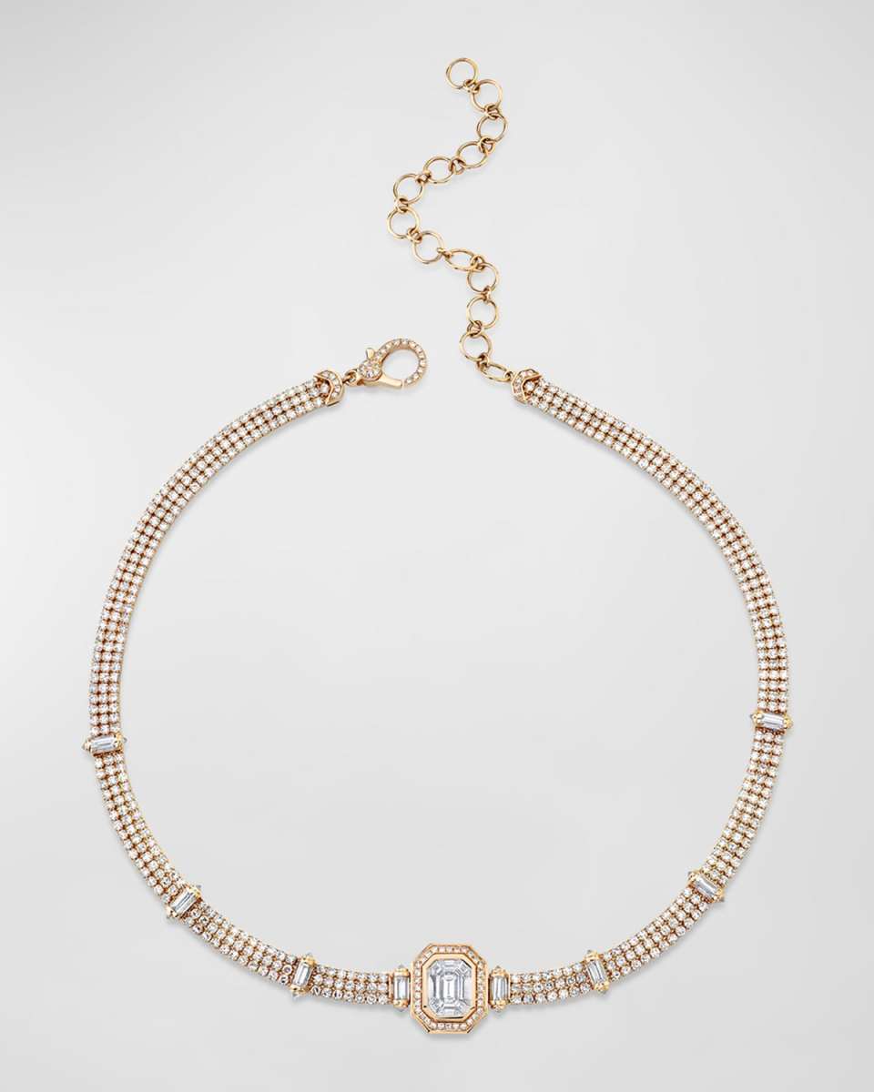 18K Rose Gold Triple Threads Illusion Diamond Necklace