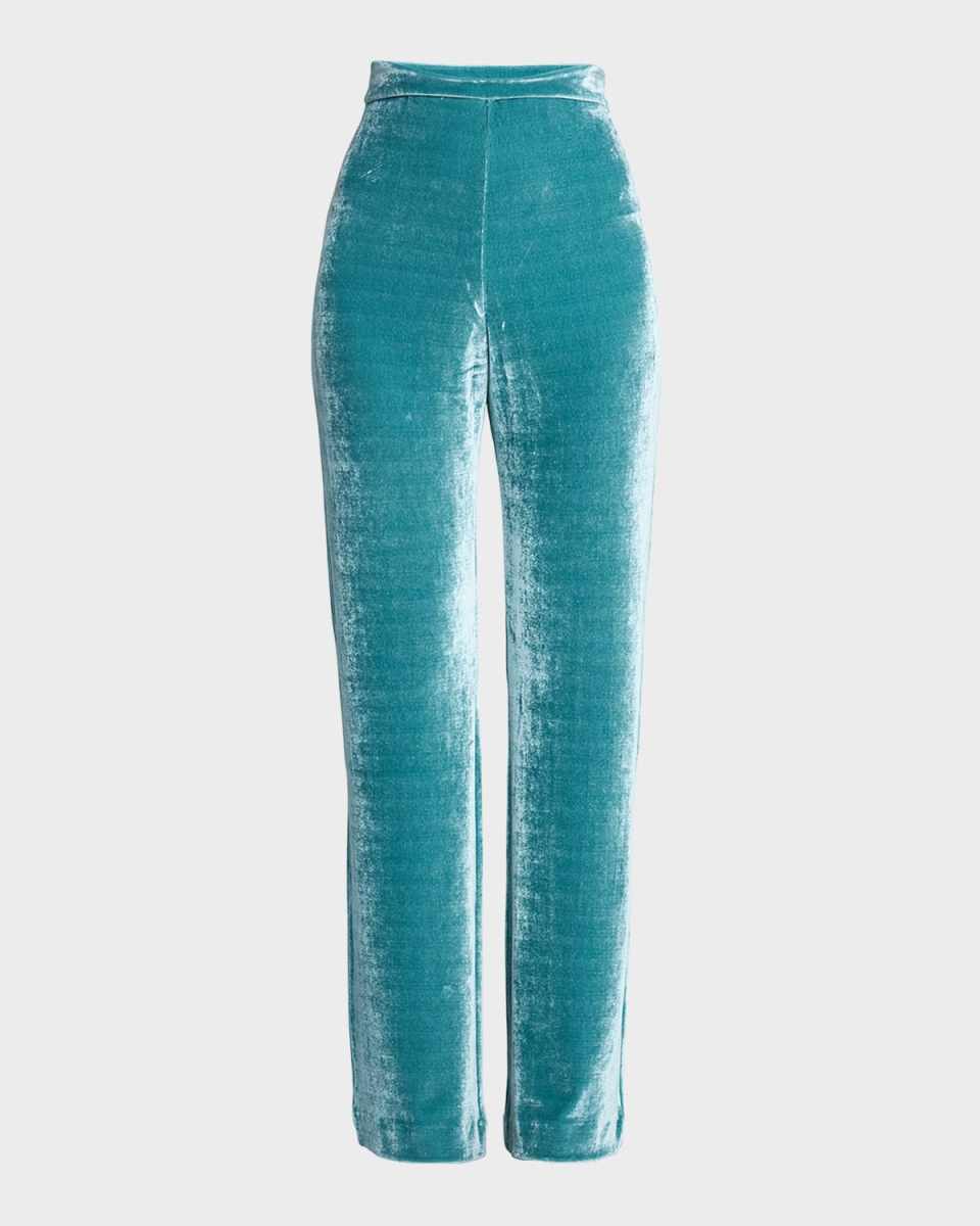 High-Rise Velvet Straight-Leg Pants