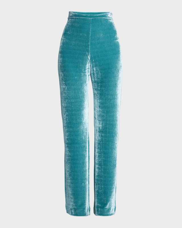 High-Rise Velvet Straight-Leg Pants
