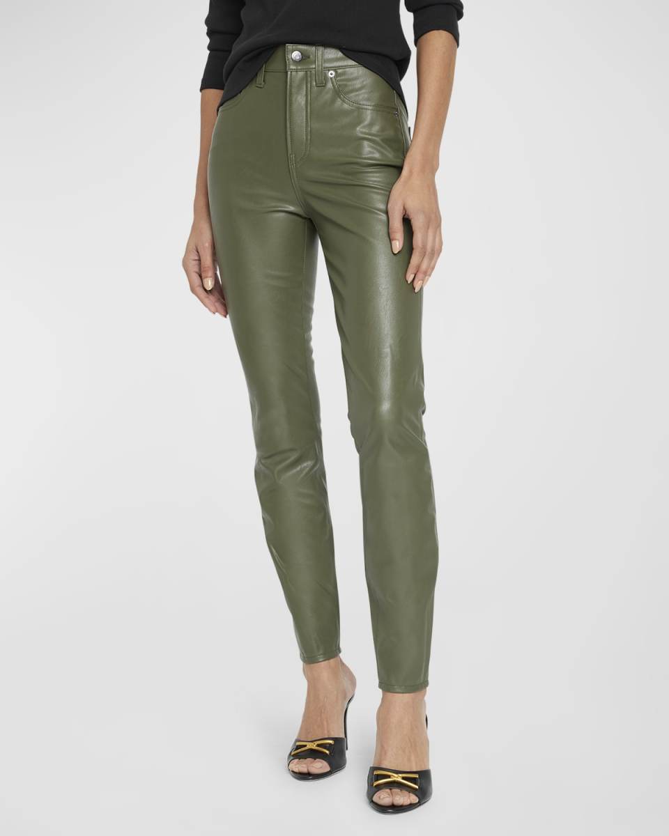 Debbie Skinny-Leg Cropped Vegan Leather Pants