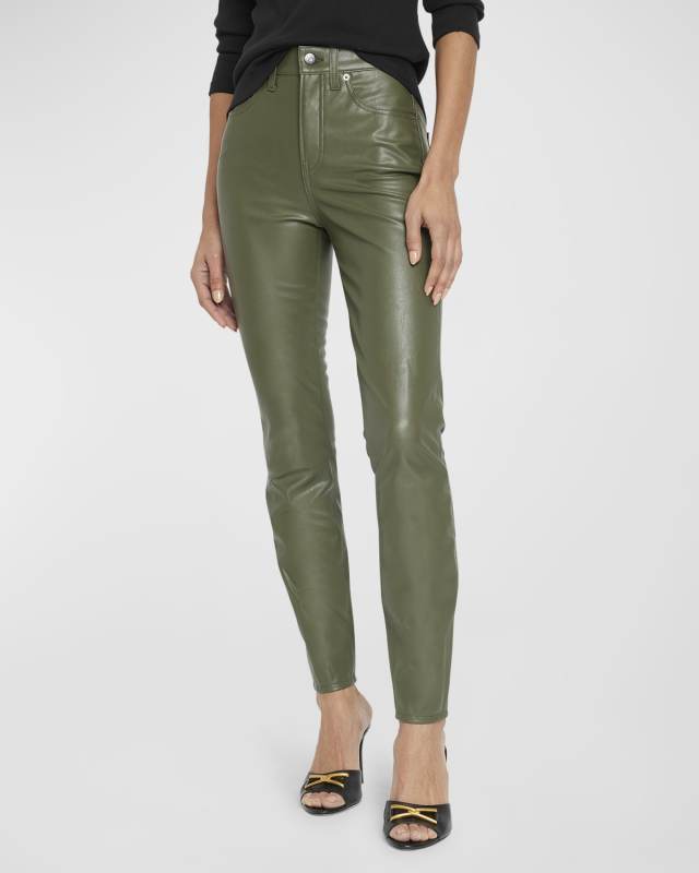 Debbie Skinny-Leg Cropped Vegan Leather Pants