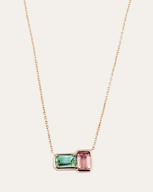 14k Rose Gold Orb Tourmaline Pendant Necklace