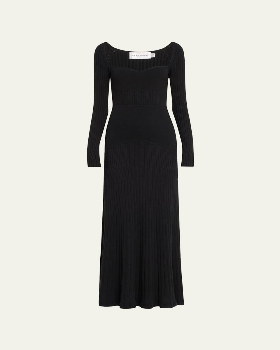 Abigail Ribbed Long-Sleeve Maxi Dress