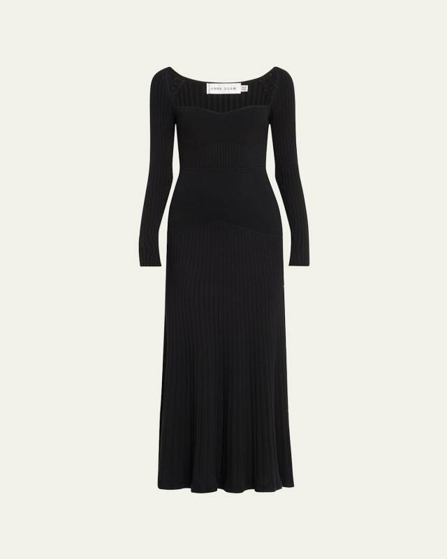 Abigail Ribbed Long-Sleeve Maxi Dress