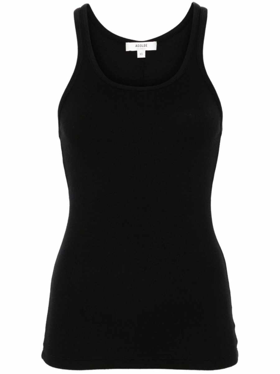 sleeveless ribbed-knit top