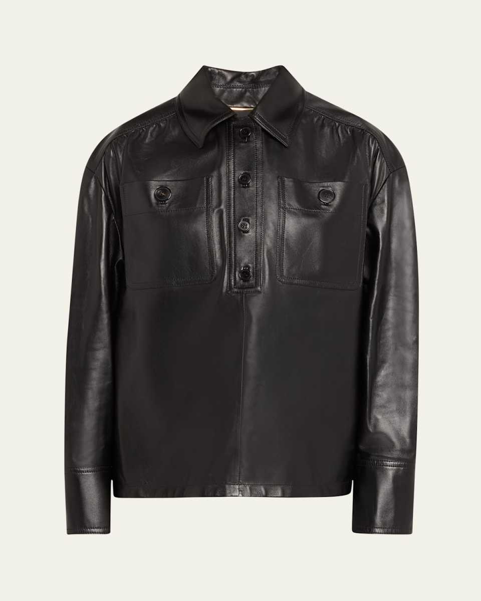 Leather Henley Pullover
