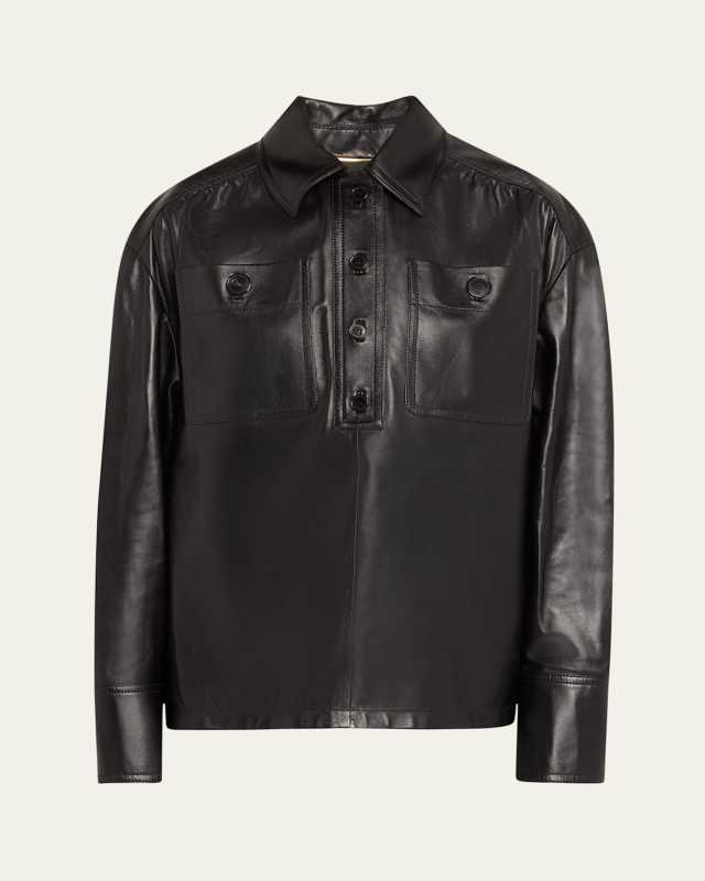 Leather Henley Pullover