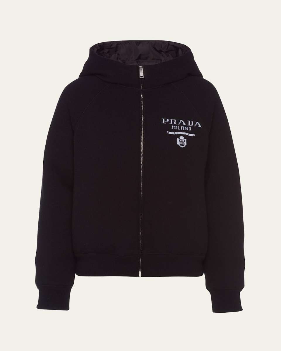 Cashmere Hooded Sweatshirt with Logo Detail