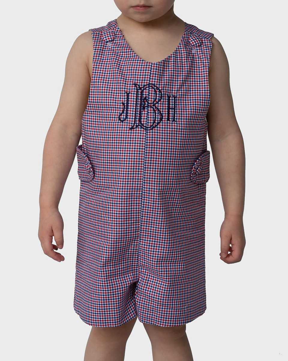 Plaid Jon Jon - Monogram Option, Size 3 Months-