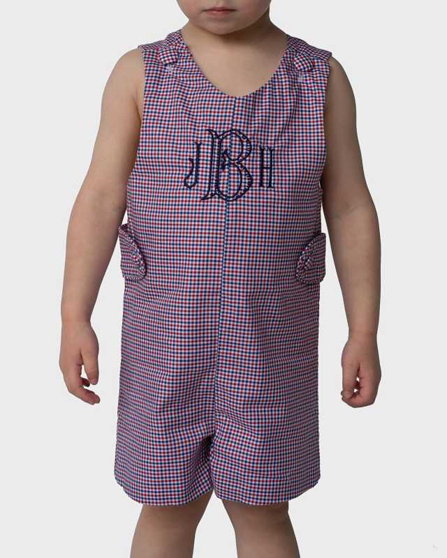 Plaid Jon Jon - Monogram Option, Size 3 Months-
