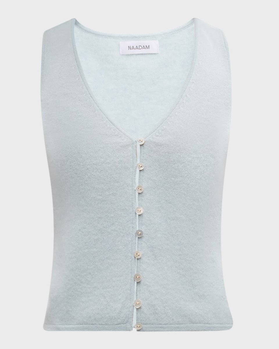Cashmere Button-Down Sleeveless Top