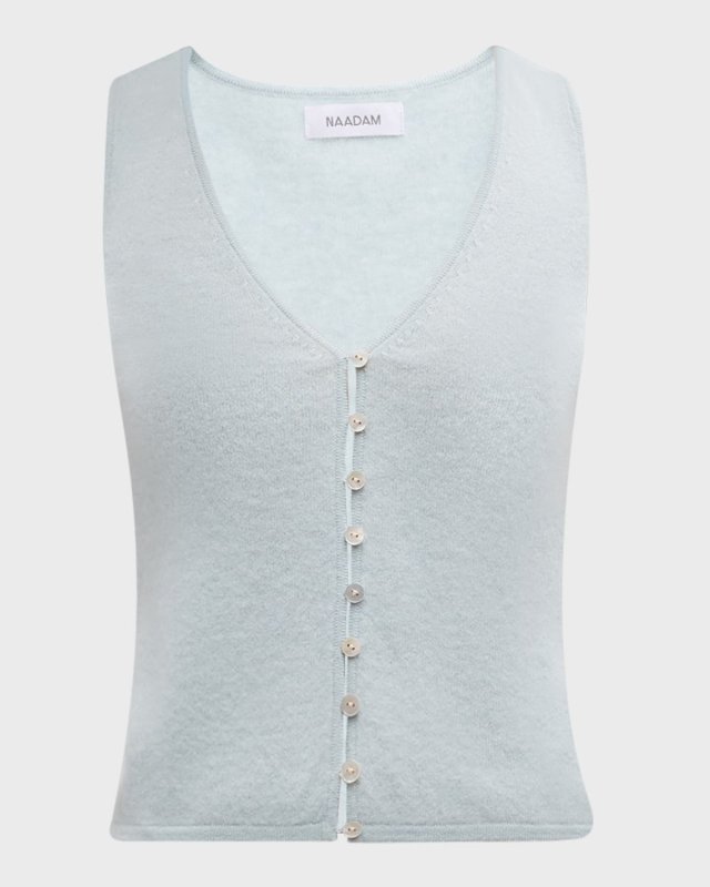 Cashmere Button-Down Sleeveless Top