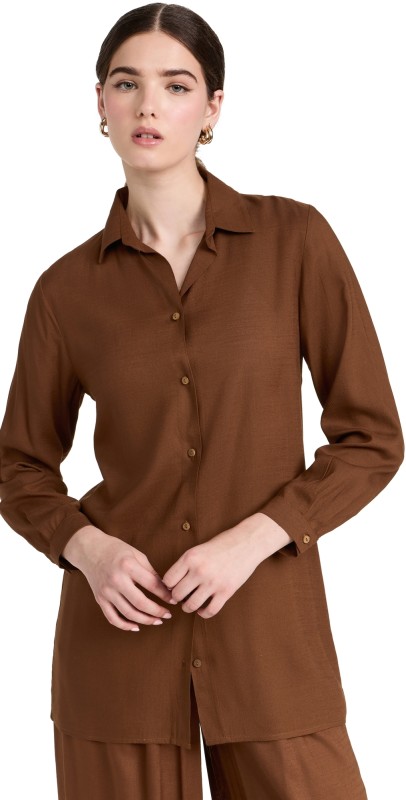 Playa Lucila Button Down Shirt Brown