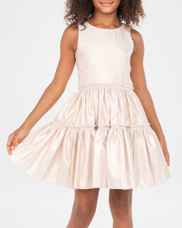 Girl's Ariana Iridescent Tiered Dress, Size 4-6