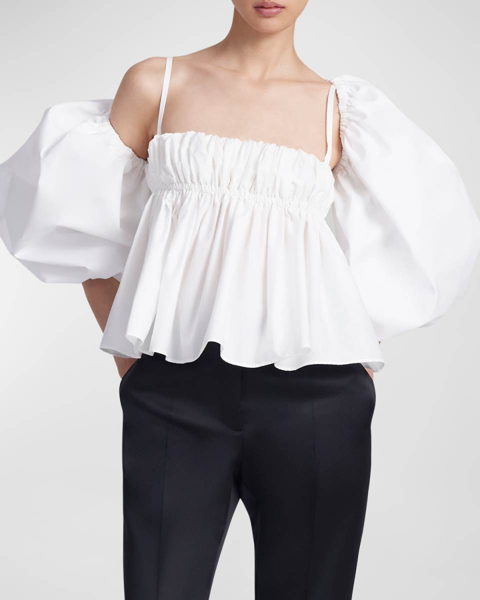 Momoko Puff-Bolero Ruched Peplum Top