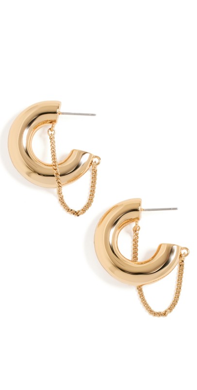 DEMARSON Miley Tubular Mini Hoop Earrings 12k Shiny Gold