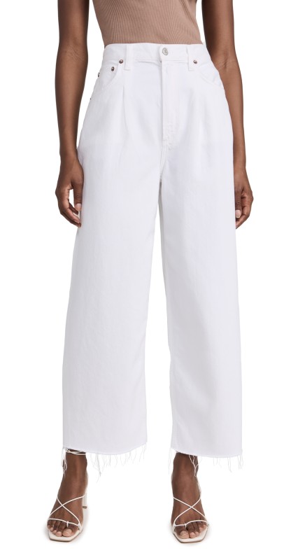 AGOLDE Dagna High Rise Baggy Pleat Pants Baby Powder