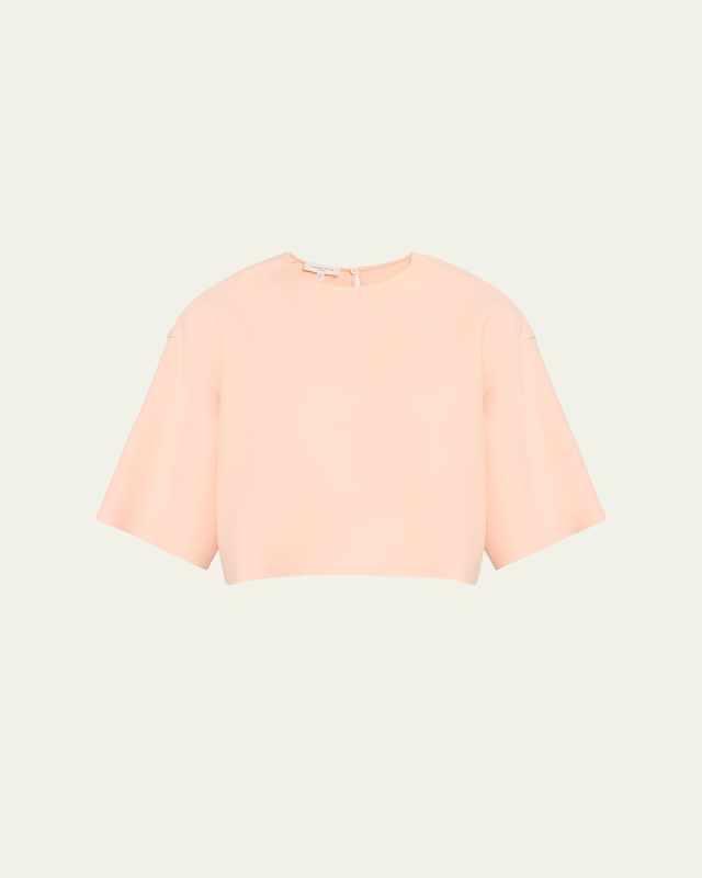 Viscose-Silk Drop-Shoulder Crewneck Blous