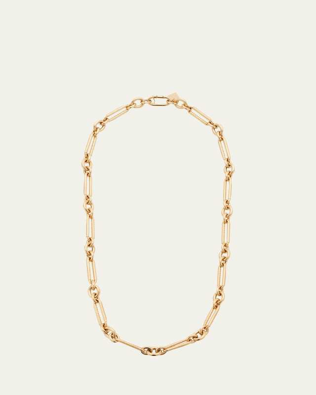 LR18 14k Yellow Gold Twisted Link Long Chain Necklace, 80cm