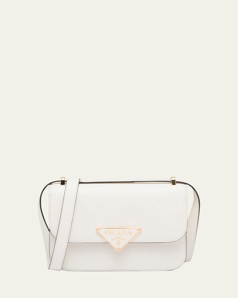 Triangle Logo Flap Leather Crossbody Bag