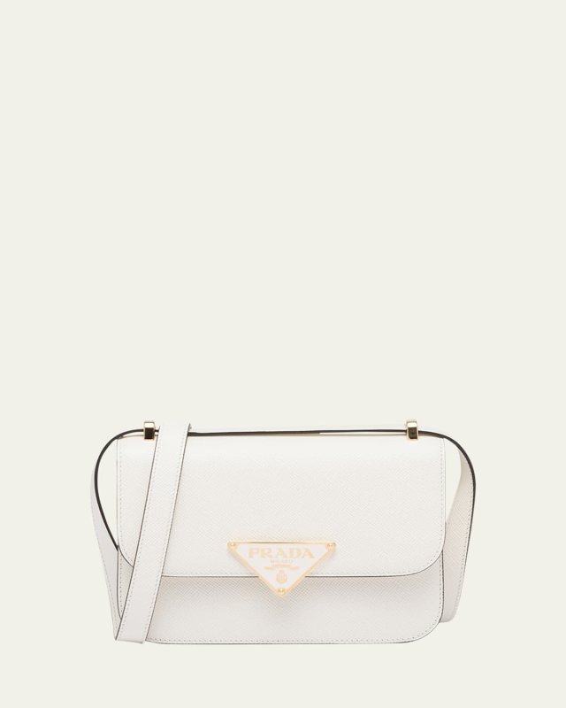 Triangle Logo Flap Leather Crossbody Bag