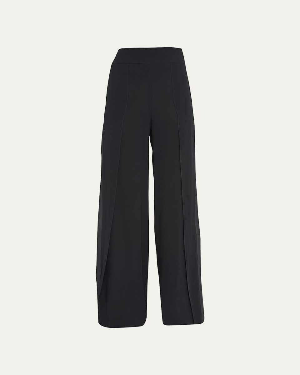 Layered Front-Slits Silk Georgette Wide-Leg Pants