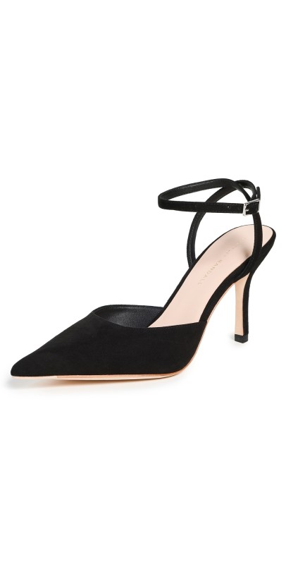 Loeffler Randall Jaden Pointed Toe Ankle Strap Heels Black