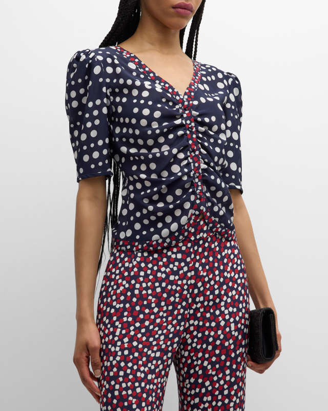 Dot Dotism Monaco Short-Sleeve Button-Front Top