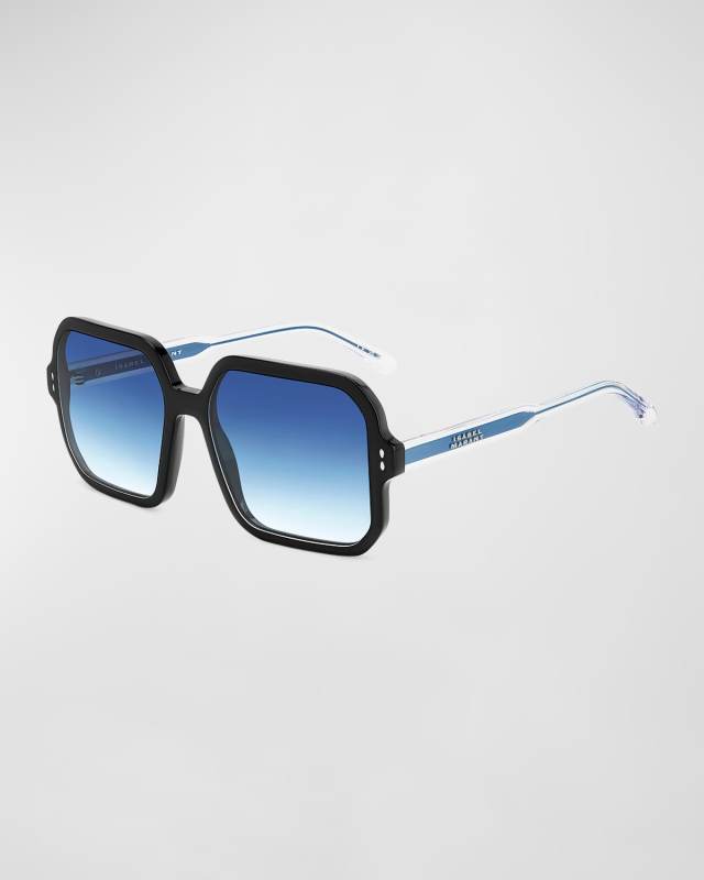 Two-Tone Acetate Square Sunglasses
