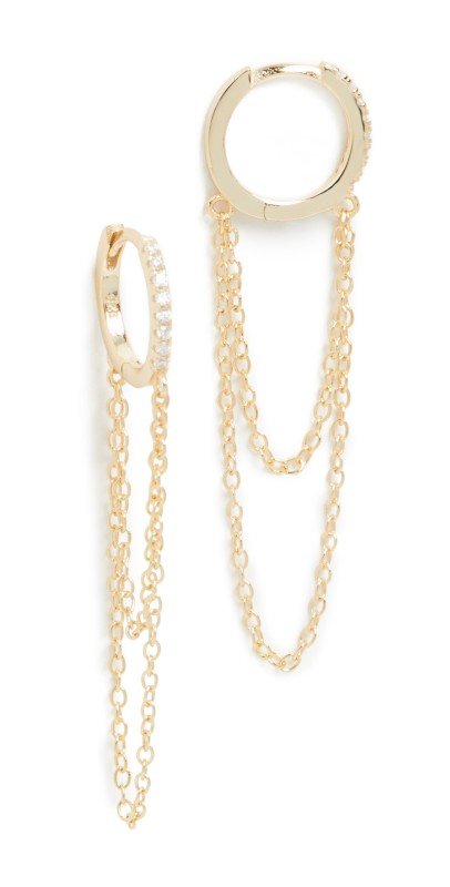 SHASHI Pave Chain Huggies Gold