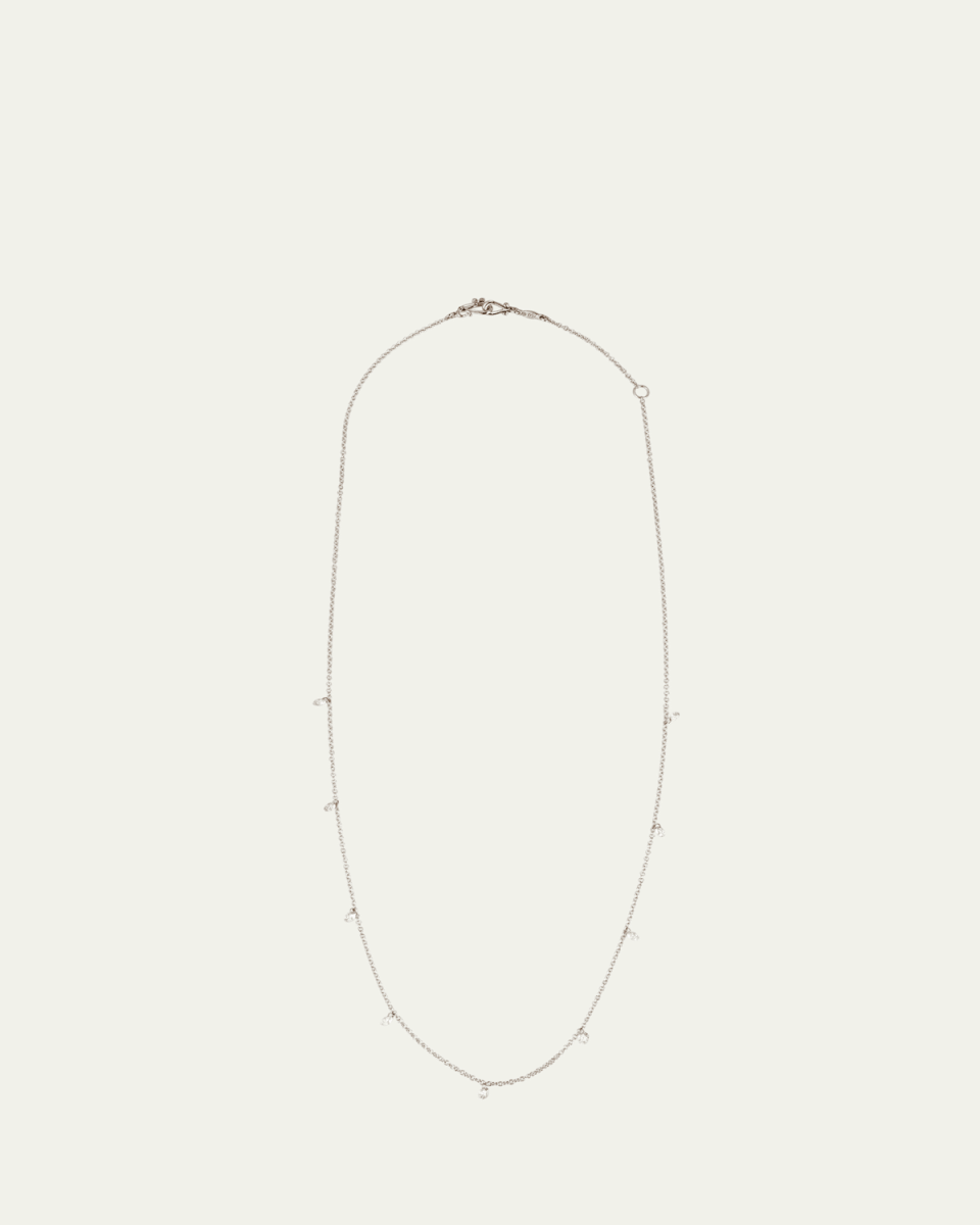 18K White Gold 9-Stone Floating Diamond Necklace