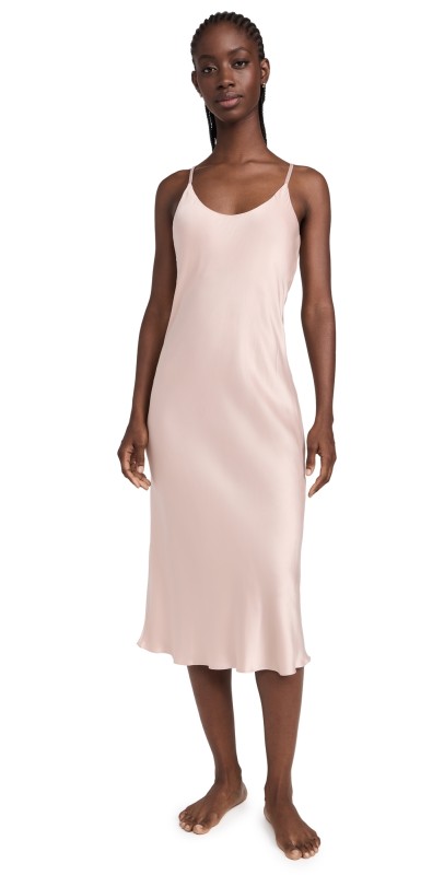 Lunya Washable Silk Bias Slip Dress Delicate Pink