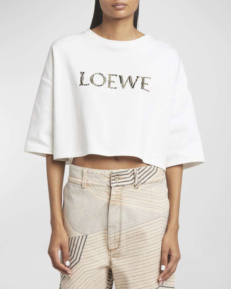 x Paula Ibiza Raffia Logo Crop T-Shirt