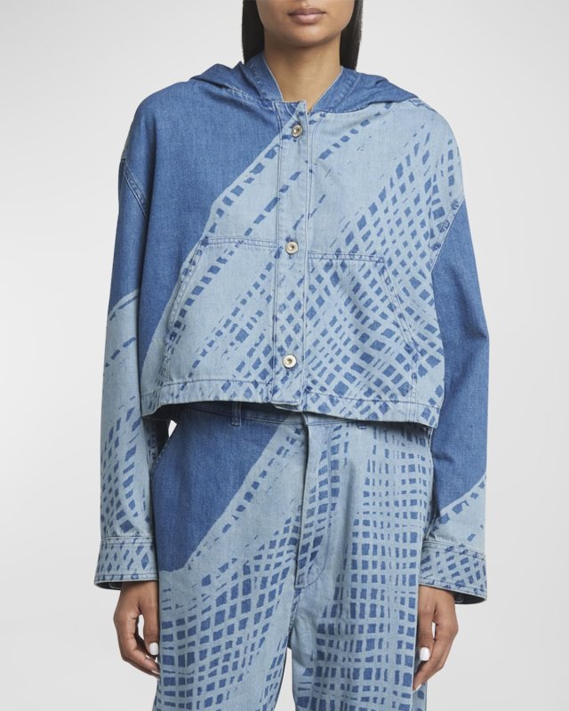 x Paula Ibiza Tie Dye Cropped Denim Jacket with Hood