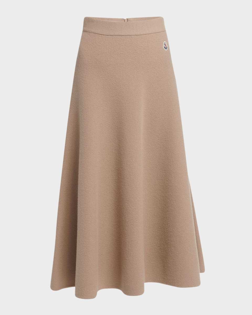 Carded Wool Knit Midi Skirt