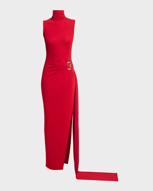 Ruched Column Dress with Side Sash