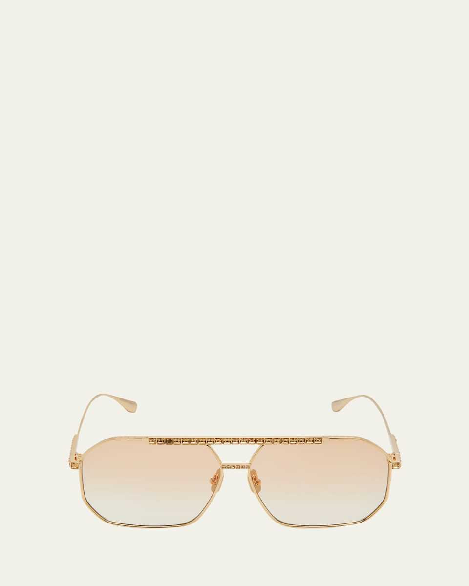 Le Boss 2.0 Crystal & Titanium Aviator Sunglasses