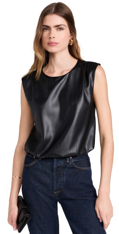 Joe's Jeans The Maeve Vegan Leather Sleeveless Tee Black