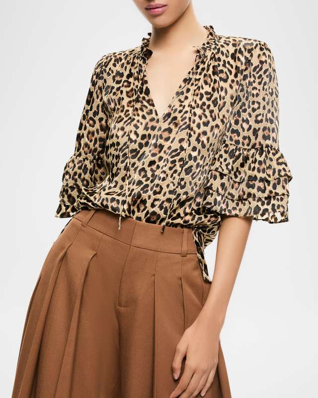 Leopard Love Julius Tiered-Sleeve Blouse