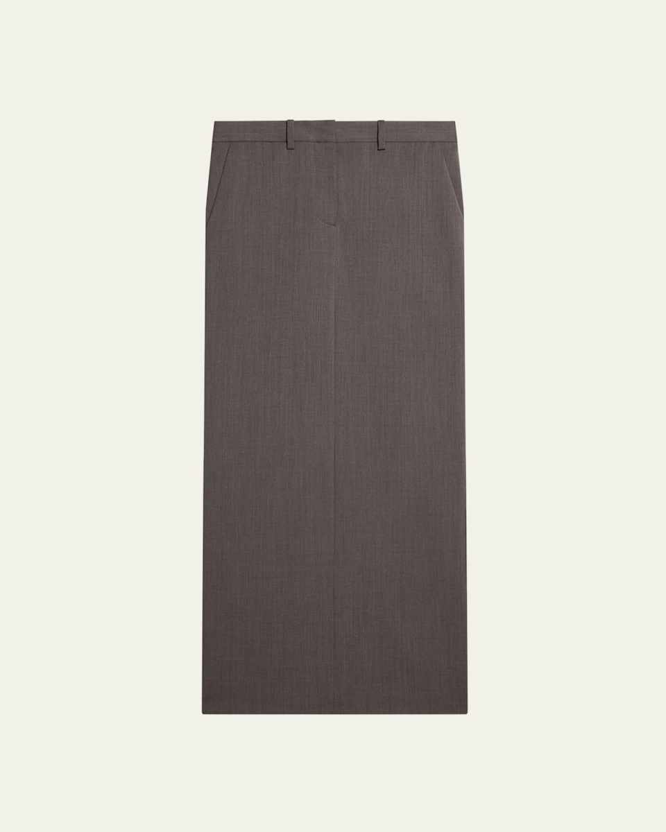 Zipped Wool Maxi Skirt