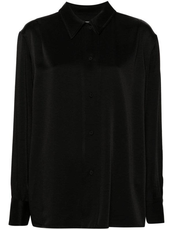 pointed-collar satin shirt