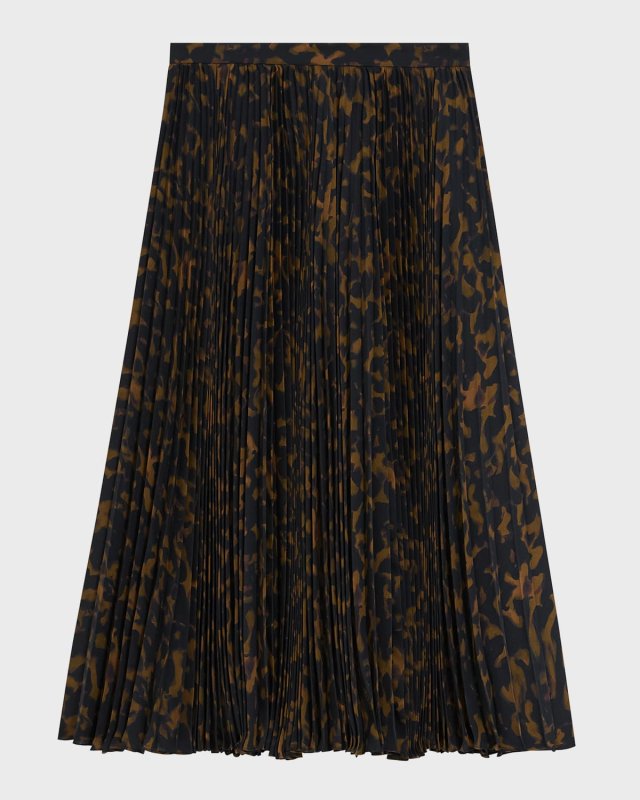 Sunburst Pleated A-Line Midi Skirt