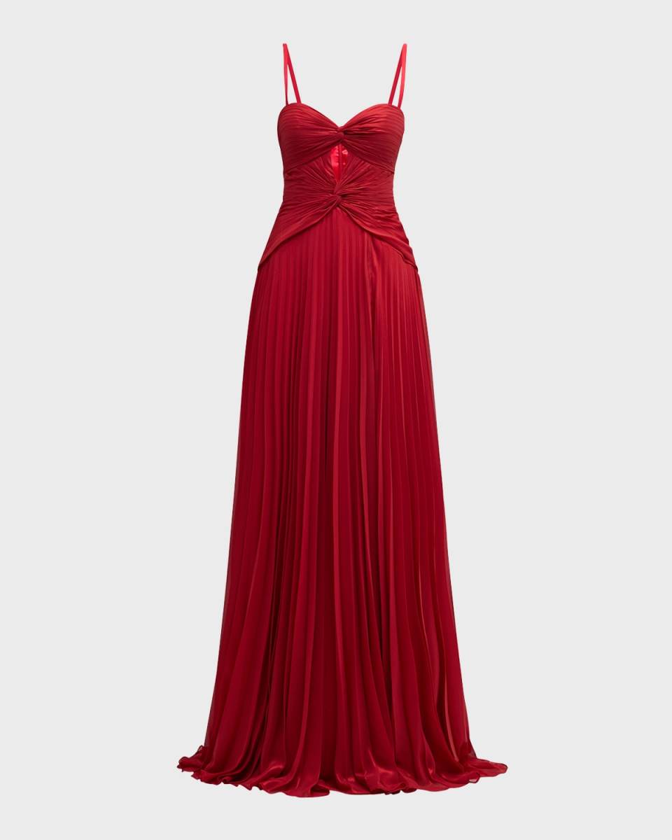 Strapless Pleated Cutout Sweetheart Gown